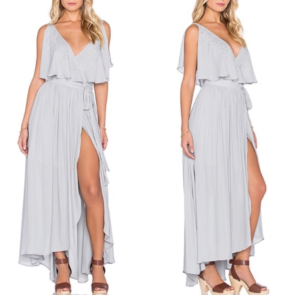 Light Blue Free People Maxi Wrap Dress